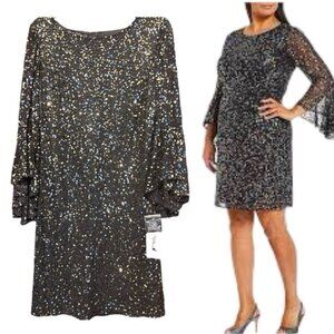 NWT Pissaro Nights 3/4 Sequin Evening Dress 8P
